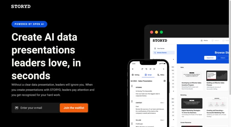 STORYD is a tool that helps users create AI-powered data presentations that are engaging and impactful. It enables users to quickly create presentations that will capture the attention of leaders