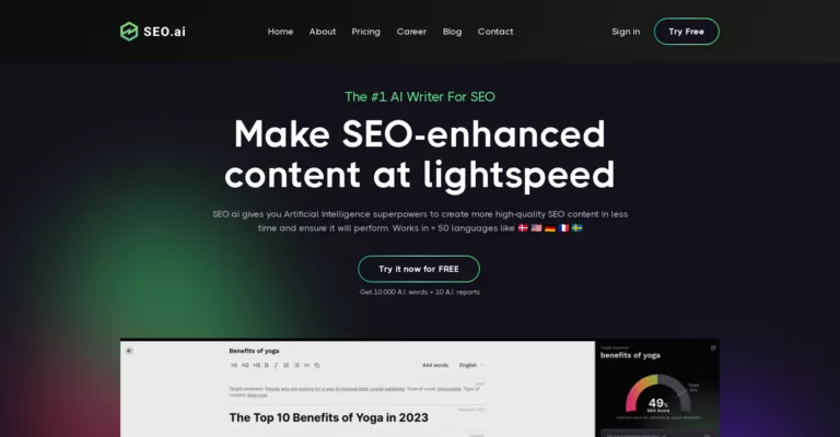 SEO.ai lets you harness the superpowers of world-leading generative artificial intelligence for generating high-quality SEO keyword research and AI copywriting.-find-Free-AI-tools-Victrays.com_