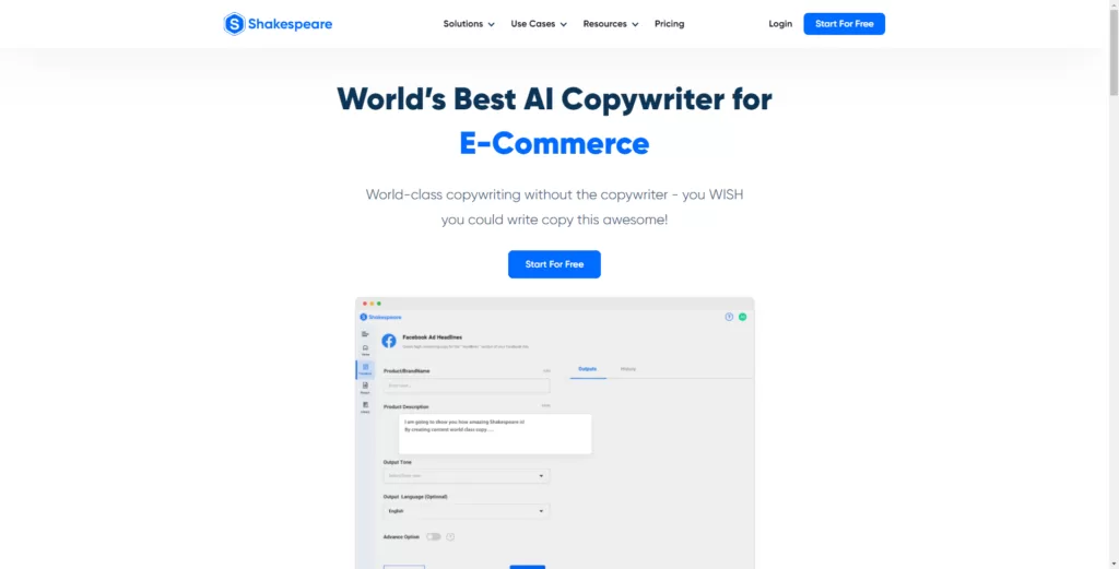 Shakespeare is an AI copywriting software