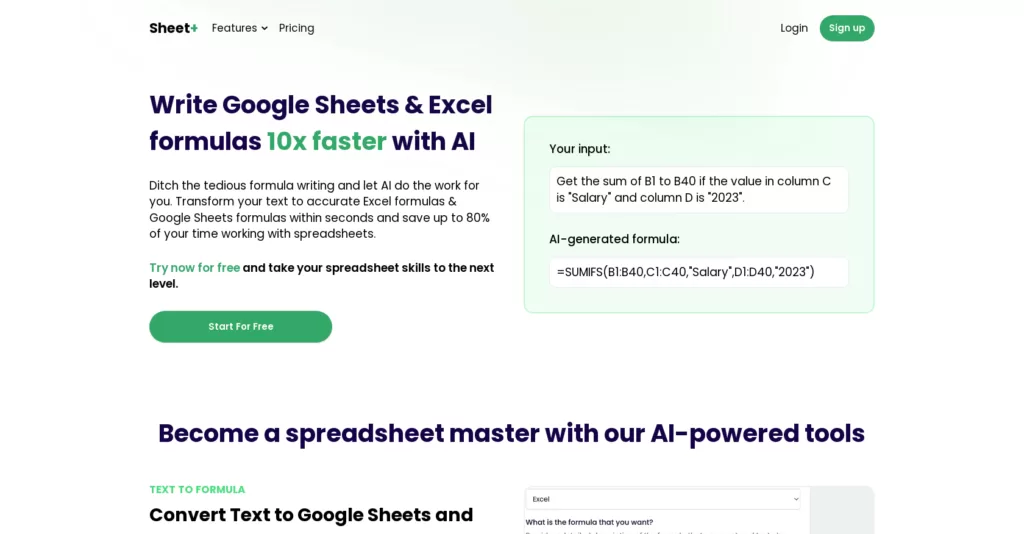 Generate Google Sheets & Excel formulas from text