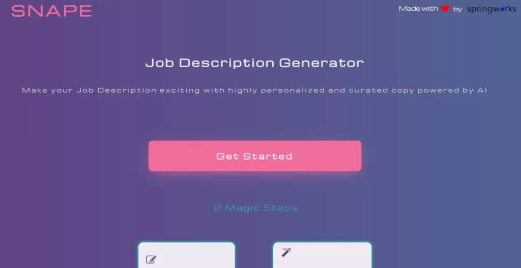 Make job descriptions exciting with personalised and curated copy powered by AI with just two steps.
