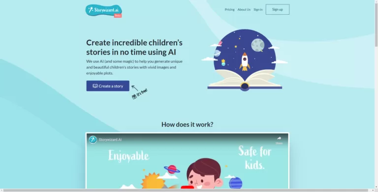 Create incredible children's stories by using AI to help you generate unique and beautiful children's stories with vivid images and enjoyable plots.-find-Free-AI-tools-Victrays.com_