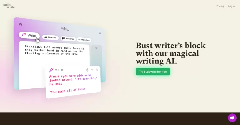 Bust writer’s block with our magical writing AI.