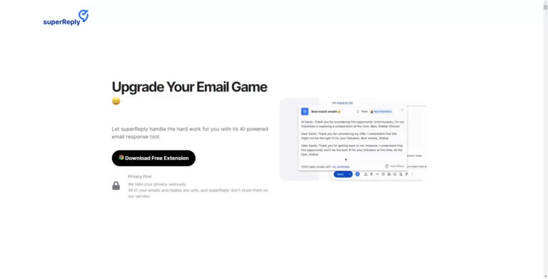 Superreply handles all the hard work for writing email responses with its AI powered email response tool. Easily match the tone of voice and choose among best matching emails.-find-Free-AI-tools-Victrays.com_