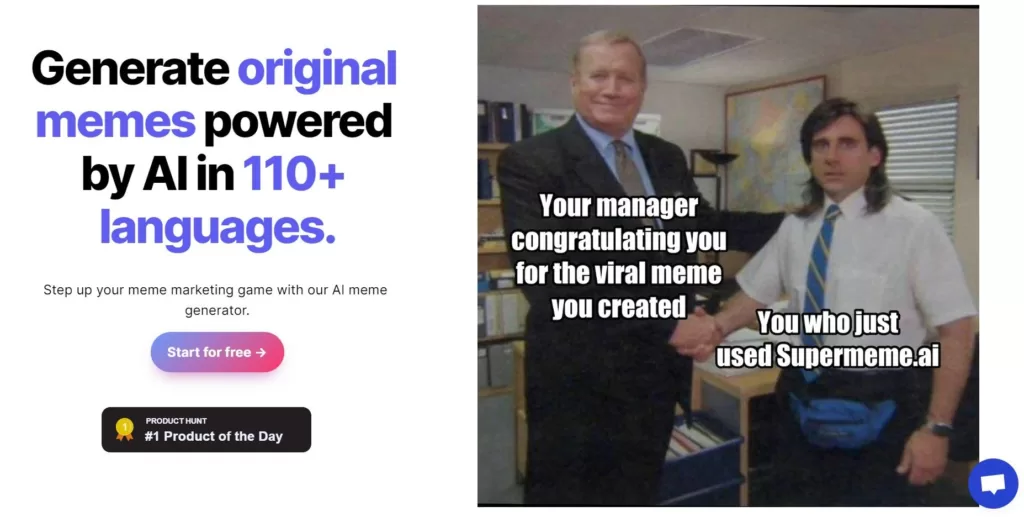 Generate original memes powered by AI in 110+ languages.