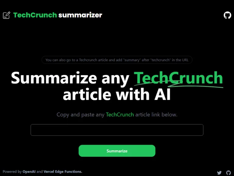 News summarizer with GPT-3 – specifically for TechCrunch articles.