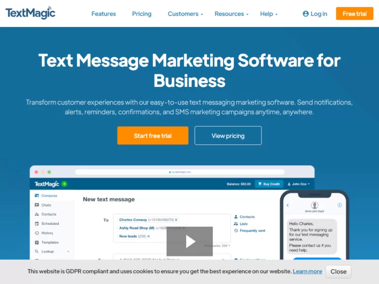 Send short SMS messages to customers
