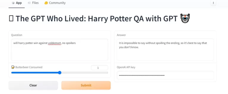 Harry Potter QA with GPT. Can adjust "butterbeer" settings to control the randomness of the answers-find-Free-AI-tools-Victrays.com_