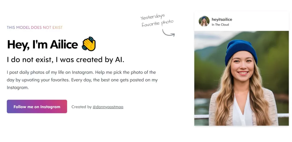 Ailice is an AI-generated influencer! A new photo of her gets posted every 15 minutes. Vote for your favorite and help decide which one she posts on Instagram each day.-find-Free-AI-tools-Victrays.com_