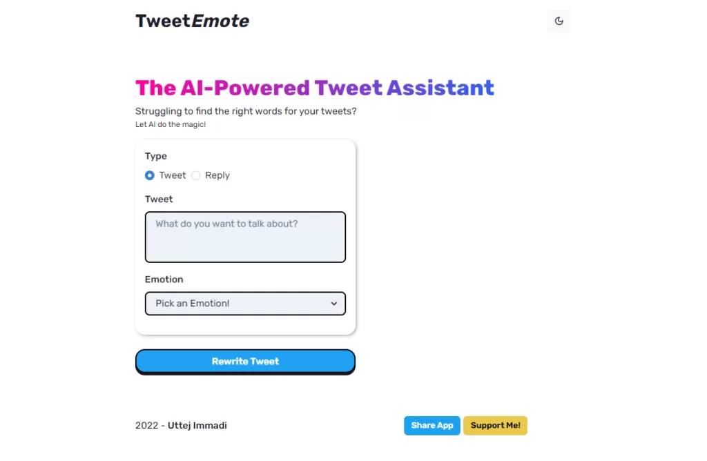 AI powered tweet assistant that helps users write expressive and engaging tweets. Also create smart replies to any tweet you want by writing a prompt and picking an emotion.-find-Free-AI-tools-Victrays.com_