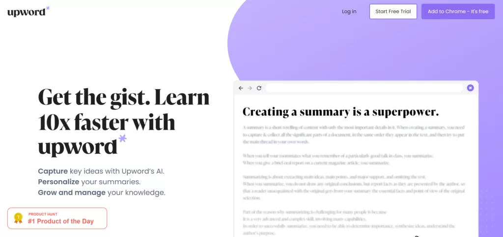 Easily Summarize Your Content with Upword. Combine their powerful AI tools with your own notes to create faster