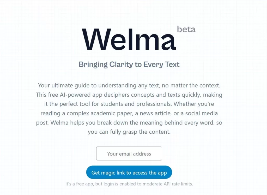 Welma uses AI to simplify complex sentences and paragraphs