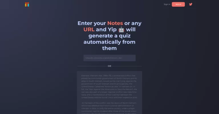 Enter your Notes and Yip will generate questions automatically from them.-find-Free-AI-tools-Victrays.com_