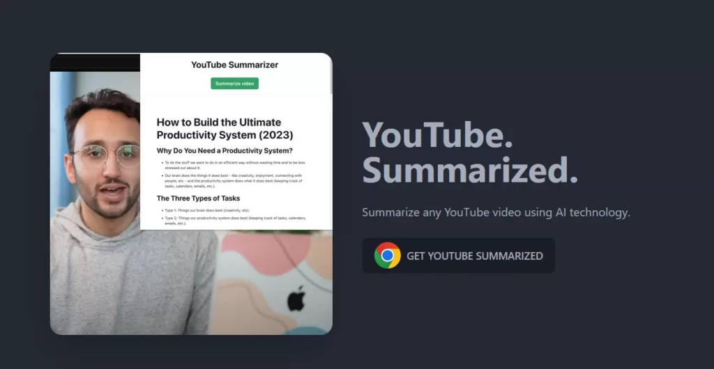 This Chrome extension enables you to summarize YouTube videos of any length using your OpenAI key. It is very useful for creating notes or finding the main points of a video without having to watch it.-find-Free-AI-tools-Victrays.com_