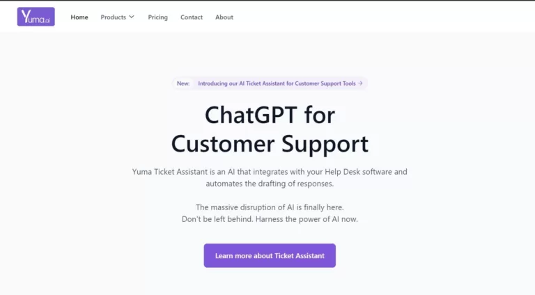 Yuma Ticket Assistant is an AI that integrates with your Help Desk software to automate response drafting for customer tickets. Improve efficiency and support quality