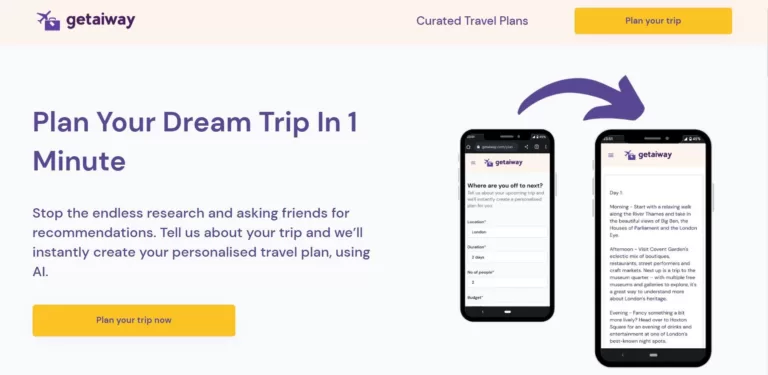 Instantly create your personalised travel plan
