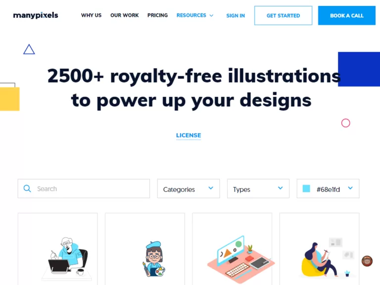 Discover new illustrations every week. Use them on your landing pages