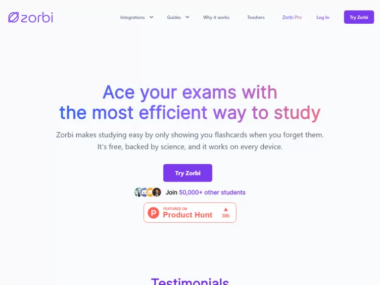 Zorbi makes studying easy by only showing you flashcards when you forget them.-find-Free-AI-tools-Victrays.com_