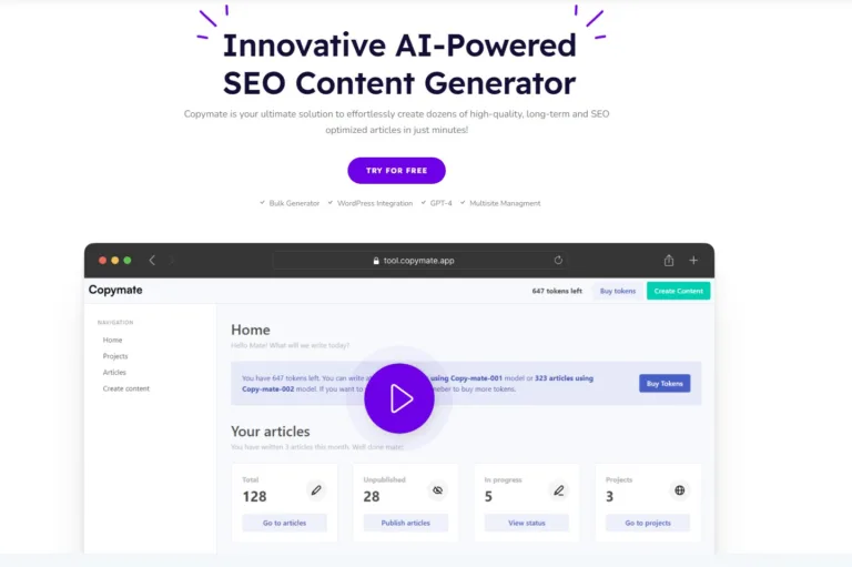 Copymate Innovative AI-Powered SEO Content Generator find Free AI tools directory Victrays