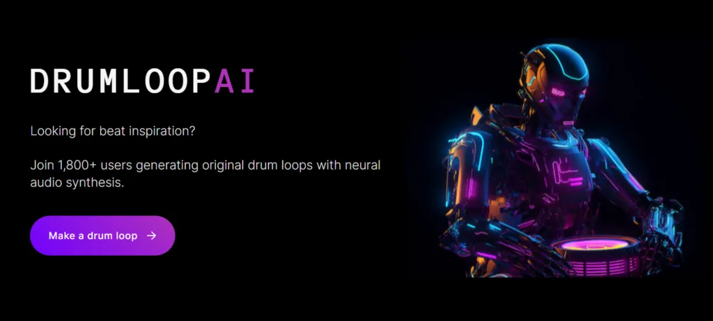 Drumloop AI Drums generation with AI Technology based on neural audio synthesis find Free AI tools directory Victrays