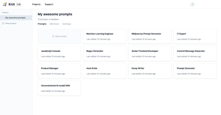 Knit-Knit is a SaaS for teams to collaborate on prompt development. Store