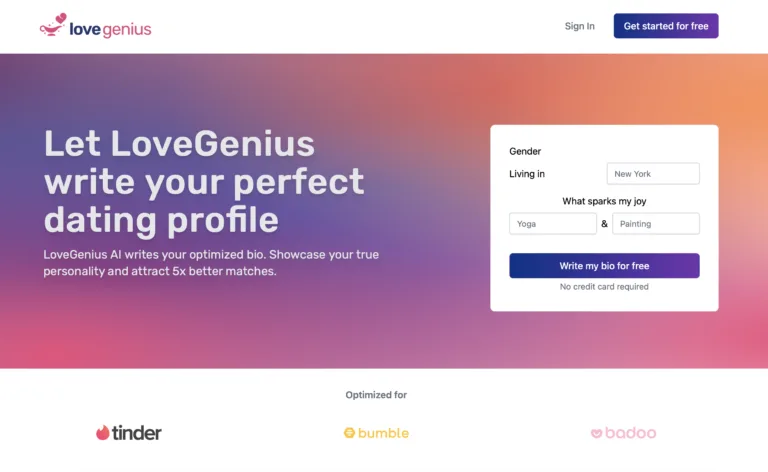 LoveGenius-LoveGenius is an AI-powered dating assistant that uses data from thousands of successful dating profiles to help users create compelling profiles and engage effectively with potential matches. Combining the science of attraction with advanced algorithms