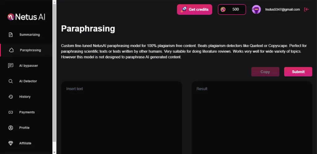 Netus AI Netus AI paraphrasing model is designed to help you rephrase text while preserving its meaning. find Free AI tools directory Victrays