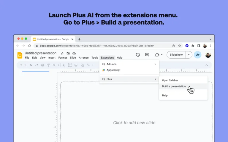 Plus Ai for Google Slides Build AI powered presentations in Google Slides find Free AI tools directory Victrays
