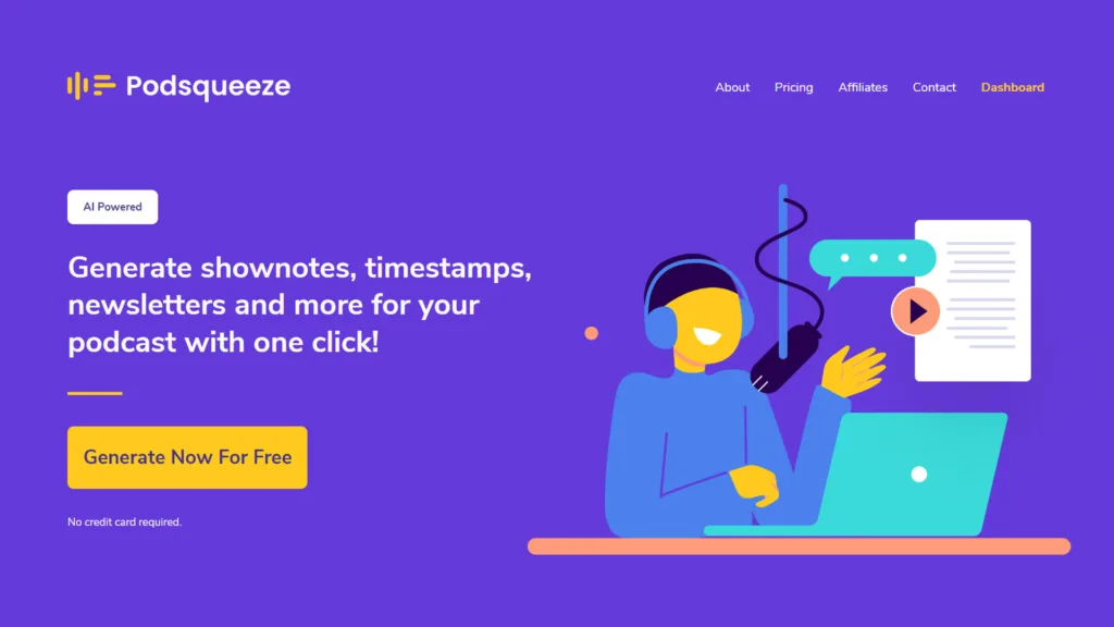 Podsqueeze Podcast content creator - Generate shownotes