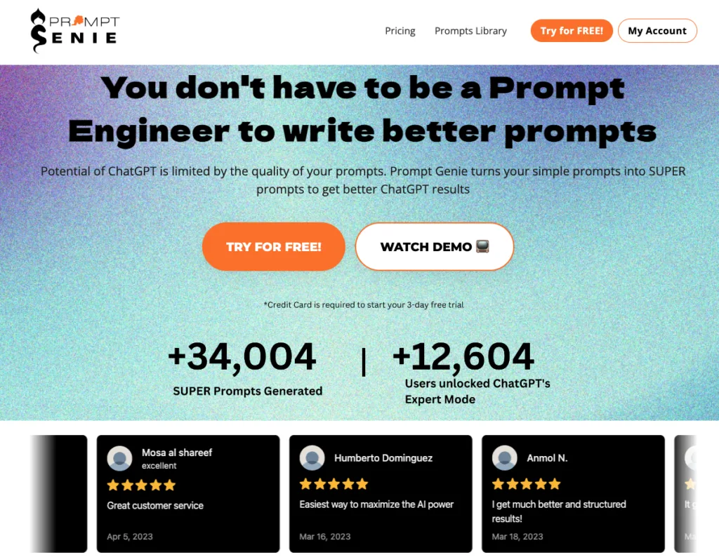 Prompt Genie AI tool for that can help you generate better ChatGPT prompts. With Prompt Genie