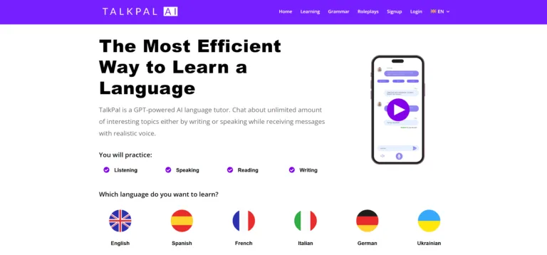 TalkPal TalkPal is an AI Language Tutor find Free AI tools directory Victrays