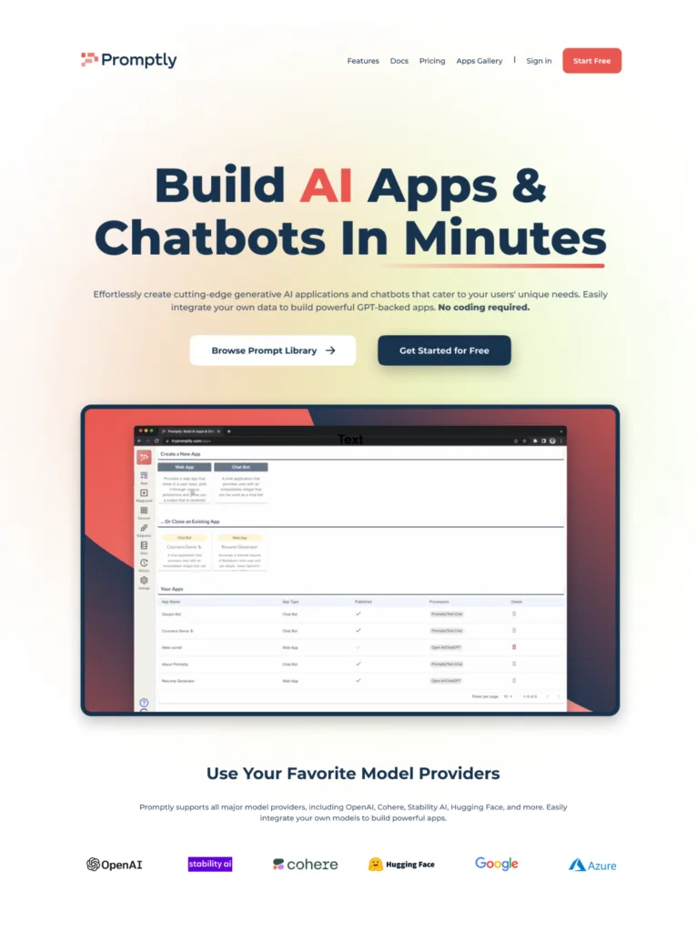 TryPromptly.com No-code platform that allows you to build AI apps/chatbots within minutes. find Free AI tools directory Victrays