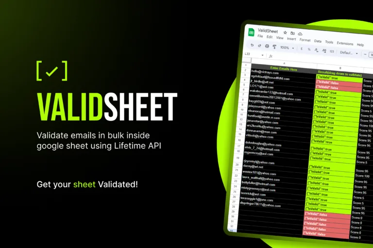 ValidSheet Validate emails in bulk inside google sheet using Lifetime API. Get your sh**t validated now! find Free AI tool Victrays.com