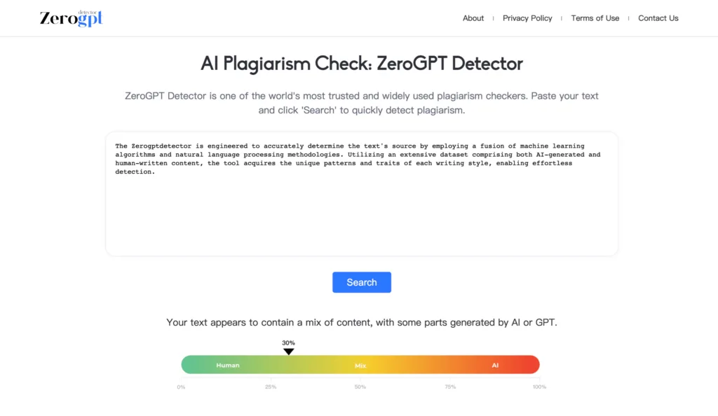 ZeroGPT Detector-ZeroGPT Detector is your go-to solution for identifying AI-generated text. Our advanced AI detection technology helps users discern authentic human-written content from AI-generated compositions