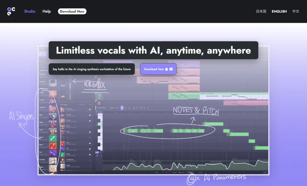ACE Studio Powerful and user-friendly music production software for creating incredible AI singing vocals.