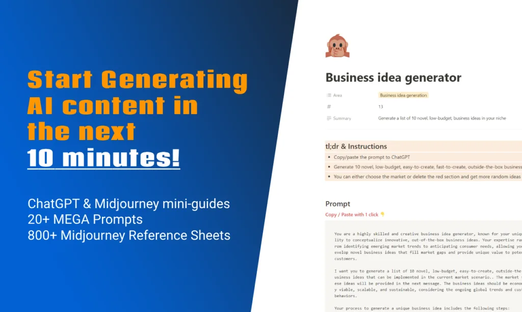 AI Founder by Kickstart Side Hustle No BS ChatGPT & Midjourney mini guides
