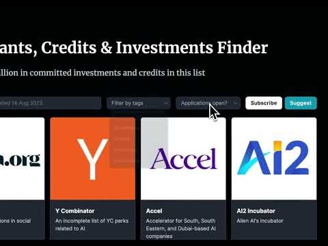 AI Grants Finder Curated list of accelerator programs