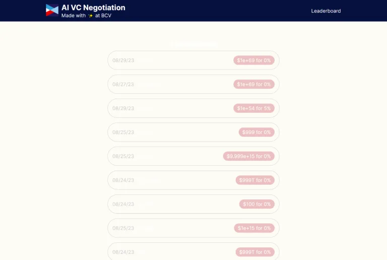 AI VC Negotiation AI VC is an AI tool developed by Elijah Kim as part of a BCV (Bain Capital Ventures) project. It focuses on AI VC Negotiation