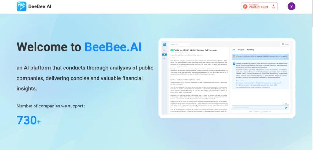 BeeBeeAi AI makes financial reports and earnings calls easy to understand