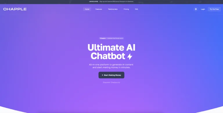 Chapple Chapple is an all-in-one and comprehensive AI-powered content creation platform that makes content creation processes 10 times faster. With its built-in templates