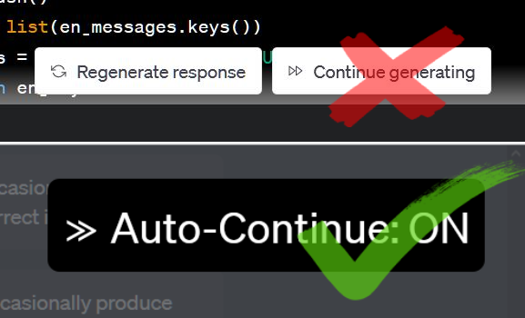 ChatGPT Auto-Continue Automatically continue generating ChatGPT responses when chats cut off