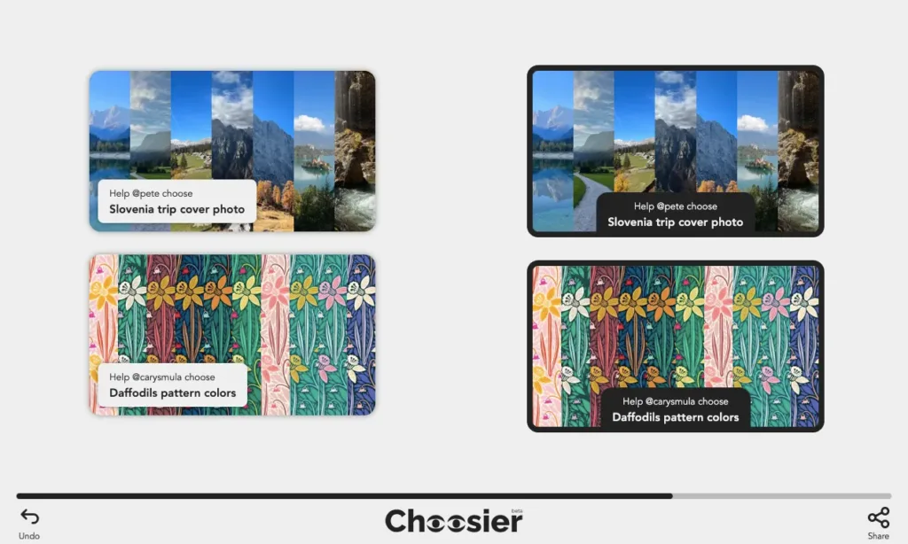 Choosier If you need to choose a design