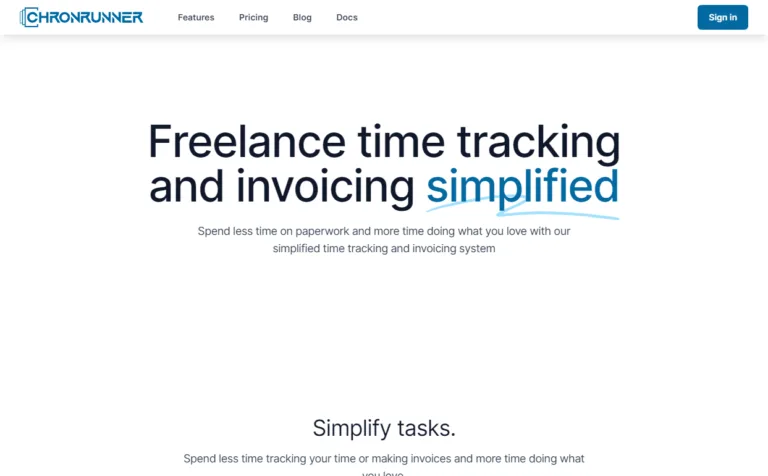 ChronRunner Freelance time tracking and invoicing simplified.  Spend less time on paperwork and more time doing what you love with our simplified time tracking and invoicing system. find Free AI tools list directory Victrays