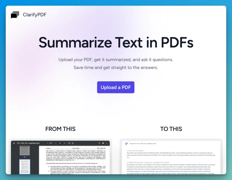 ClarifyPDF GPT for your PDF. Upload