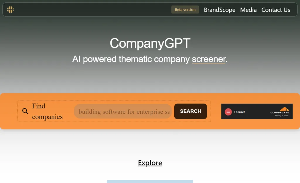 CompanyGPT Discover companies by description using AI.