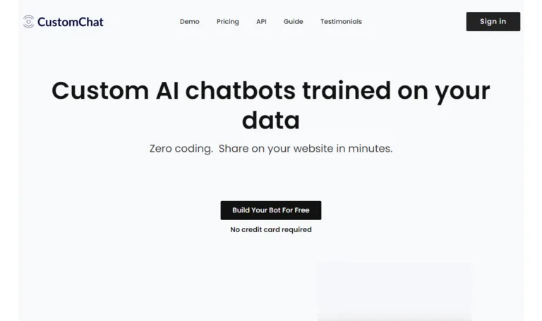 Customchat Custom ChatGPT for your data. Just upload your documents or add your website link and get a ChatGPT-like chatbot for your data. find Free AI tools list directory Victrays