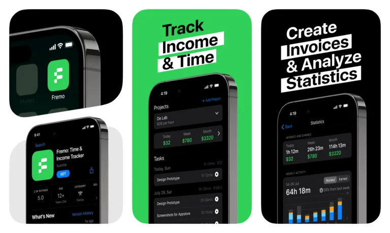 Fremo: Income and Time Tracker Freelance projects assistant | Solving 3 job stories: Tracking