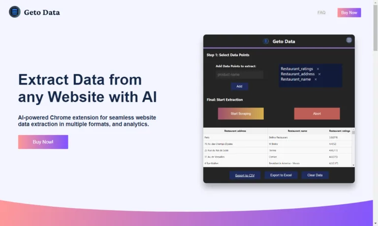 GetOData AI-powered Chrome extension for seamless website data extraction in multiple formats
