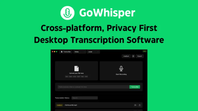 GoWhisper Seamless transcription with GoWhisper – the Ultimate cross-platform audio transcription app. Convert speech to text with precision