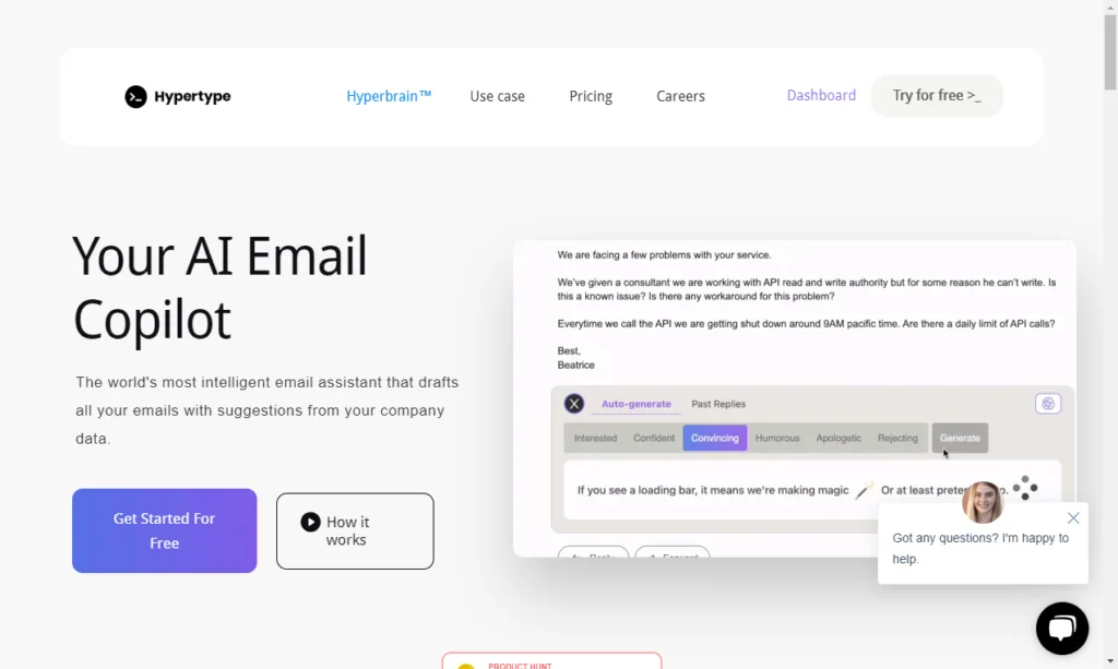 Hypertype 2.0 Connect the Notion pages of your choice to Hypertype and we will automatically include that information into your email-responses with just a click of a button